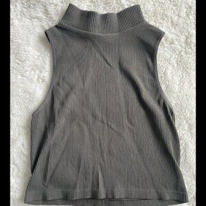 Lane 201 By Together Gray Ribbed Tank Crop Top